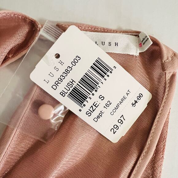 Lush Lattice Detail Sleeveless Dress Size S Small NWT Blush - Picture 4 of 7